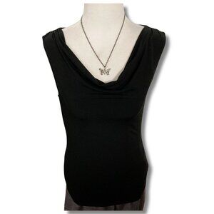 JESSICA Black sleeveless cowlneck shirt ~ Vintage XS SMALL MEDIUM goth tank top